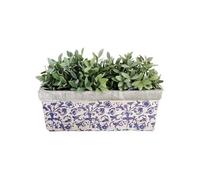 Esschert Design – Jardinière de balcon en céramique – Bleu et blanc – env. 40 x 16 x 15 cm