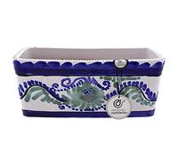 Jardinière en céramique pour balcon rectangulaire décorée à la main Modèle J04 30 x 13 x 13 cm