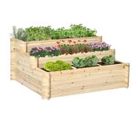 Jardinière en escalier 3 niveaux avec 9 séparateurs - feutre drainage inclus - bois sapin pré-huilé