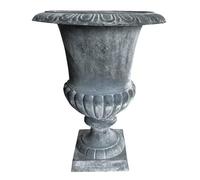 Jardinière en Fonte Grise Style Médicis Vase Vasque Pot de Fleur 31,5x31,5x42cm