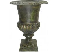 Jardinière en Fonte Vert Anglais Style Médicis Vase Vasque Pot de Fleur 31,5x31,5x42cm