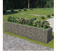 Vidaxl Lit Surélevé À Gabion Acier Galvanisé 450x90x100 Cm Gris