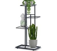 VILDE Porte Plante 4 Niveaux - 80 cm Étagère à Fleurs - Idéal pour Décorations - Métal noir mat