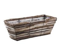 Jardinière en osier brut et bois T1 - Marron - Rectangulaire - 40 x 16 x 14 cm
