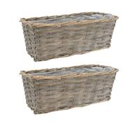 Jardinière en osier et bois 35 x 14 x 13 cm