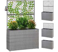 Jardinière en Polyrotin avec Treillis Gris - Casaria - Set de 3 pots de fleurs pour jardin maison balcon
