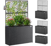 Jardinière en polyrotin avec Treillis Noir 146 x 83 x 30,5 cm Set de 3 Pots de Fleurs bac à Fleurs pour Jardin Maison Balcon