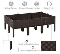 Jardinière en rotin 6 pièces Outsunny avec trous de drainage Coffre de plantation DIY Brun 40x40x44cm pour jardin et balcon