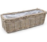 Jardinière en rotin rectangulaire revêtue d'un film plastique - env. 60 x 22 cm - osier Pot de fleurs (grand / rectangulaire)