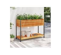 Vidaxl Jardinière Et Étagère 110x45x80cm Bois Massif D'acacia Et Acier