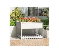 Jardinière et étagère Blanc 111,5x111,5x81cm Bois massif de pin 823802