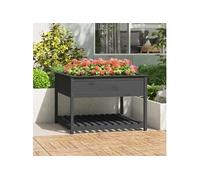 Vidaxl Jardinière Et Étagère Gris 111,5x111,5x81 Cm Bois Massif De Pin