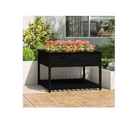 Vidaxl Jardinière Et Étagère Noir 111,5x111,5x81 Cm Bois Massif De Pin