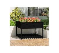 Jardinière et étagère Noir 111,5x111,5x81 cm Bois massif de pin 823805