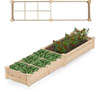 Jardinière Extérieur en Bois - RELAX4LIFE - 2 Bacs à Plantes - 7 Compartiments - Possibilité de Peinture - 0,26M3 - 228X62X25CM