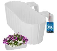 Jardinière Extérieur - KOTARBAU® - PVC - 40x15x15cm - Blanc - Rectangulaire - Support pour Balconnière