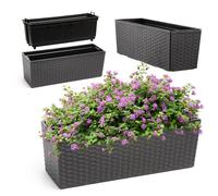 Jardinière KADAX avec insert, 18 x 56 cm, motif rotin
