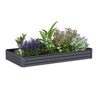 Outsunny Jardinière extérieure, carré Potager de Jardin rectangulaire, avec Bordure de sécurité et Fond Ouvert, pour Fleurs, Herbes, 240 x 120 x 30 cm, Gris foncé