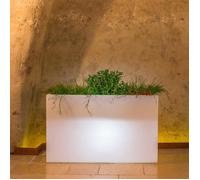 POT DE FLEURS JARDINIÈRE RÉSINE LED TERRASSE RECTANGULAIRE H50 JARDIN MADE ITALY