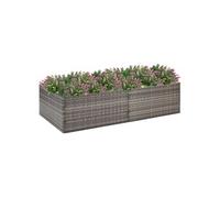vidaXL Jardinière Gris 157x80x40 cm Résine tressée