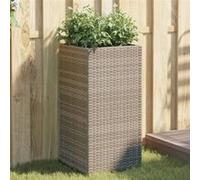 vidaXL Jardinière Gris 40x40x80 cm résine tressée, jardinière d'extérieur, bac à Fleurs, bac à tomates, jardinière de terrasse, bac à Pommes de Terre