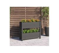 vidaXL Jardinière surélevée en pin massif gris – Bac à fleurs et support de plantes