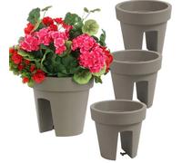 Jardinière - Gris Pierre - Lot De 3 - Ø24,5 Cm - 5 Litres - Design Moderne Multicolore