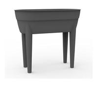 EDA - Jardinière Haute Osaka 48 L - Zone Rétention d'eau - Pieds avec Bouchon Evacuation - Barre Métallique de Renfort - 77,1 x 37,6 x H.68 cm - Gris Anthracite
