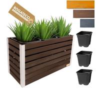 Jardinière haute en bois - BOGATECO - 57x100x36 cm - Insert 18 L amovible - Anthracite & naturel - Design vertical