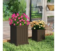 Jardinière Haute Lot de 2 - RELAX4LIFE - en PP Résistant - Design Emboîtable - Trous de Drainage - Pots de Fleur Carré 35/27,5 CM