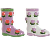 Jardinière Home ESPRIT Blanc Lilas Dolomite Boot 21 x 11 x 22 cm (2 unités)