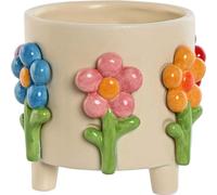 Jardinière Home ESPRIT Multicolore Crème Dolomite Fleurs 20 x 20 x 18 cm