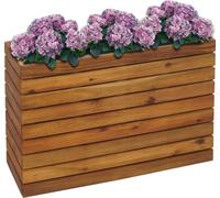 Jardinière HWC-L21, bac à plantes Pot de fleur Lit surélevé, anguleux 41x63x23cm Outdoor Acacia bois FSC®-, brun