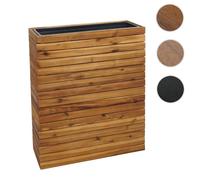 Jardinière Hwc-L21, Bac À Plantes Surélevé Pot De Fleurs, Carré 77x63x23cm Outdoor Acacia Bois Certifié Mvg, Brun Marron