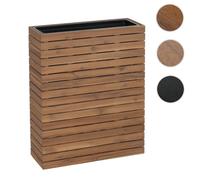 Jardinière Hwc-L21, Jardinière Sur Pied, Pot De Fleurs, Rectangulaire 77 X 63 X 23 Cm, Pour L'extérieur, En Bois D'acacia, Certifié Mvg Brun Clair
