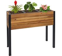 Jardinière HWC-L22, bac à fleurs surélevé, 75x81x30cm Outdoor Alu Acacia bois FSC®-, brun