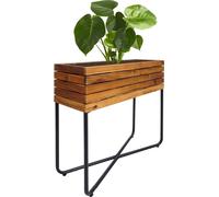 Jardinière HWC-L25, bac à fleurs, rectangulaire 60x62x22cm Outdoor acier acacia bois FSC®-certifié, marron