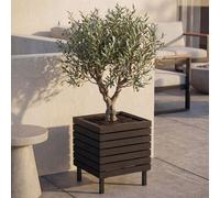 Jardinière Hwc-P84, Jardinière Carrée D'extérieur En Acier, Finition Acacia, 43 X 33 X 33 Cm, Certifiée Mvg Noir