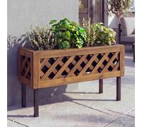 Jardinière Hwc-P86, Bac À Fleurs, Pour L'intérieur Et L'extérieur, En Bois D'acacia Certifié Mvg, 35 X 64 X 24 Cm Marron