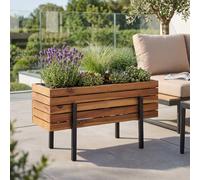 Jardinière Hwc-P88, Bac À Fleurs, Pour L'intérieur Et L'extérieur, En Bois D'acacia Certifié Mvg, 35 X 62 X 26 Cm Marron