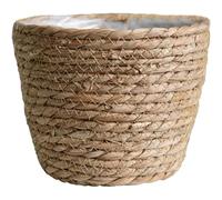 Jardinière intérieur des herbiers marins, paniers en osier tissé, casserole de plante naturelle, panier à main avec des doublures en plastique pot de fleur de paille pour plante extérieure intérieure