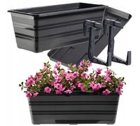 Jardinière KADAX avec dessous de plat et 2 poignées, anthracite, 40 cm
