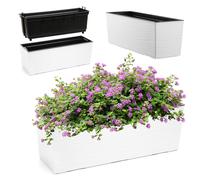 Jardinière KADAX avec insert, 18 x 56 cm, motif fissuré, blanc