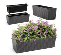 Jardinière KADAX avec insert, 18 x 56 cm, motif rotin