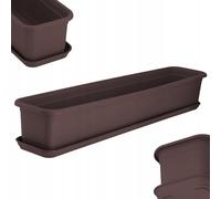 Jardinière KADAX avec soucoupe, plastique, 80 cm, marron