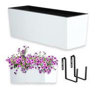 Jardinière KADAX en plastique, 18,5 x 56 cm, blanc