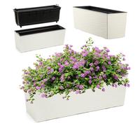 Jardinière KADAX en plastique, 18,5 x 56 cm, crème