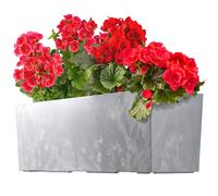 KADAX Jardinière en Plastique, 18,5x56 cm, bac à Fleurs avec Insert, jardinière de Balcon résistante aux intempéries, Pot de Fleurs rectangulaire (Gris, Motif béton)