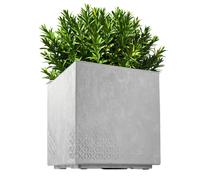 KADAX Jardinière Carrée 40 cm avec roulettes et Système de Drainage, Grand Pot de Fleurs Écologique pour Intérieur et Extérieur (Gris Clair, Effet Beton)