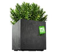Jardinière KADAX en plastique, avec roulettes, aspect béton